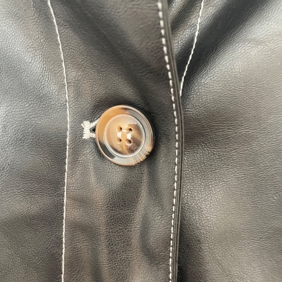 Lulus Black Vegan Leather Belted Jacket - Picture 5 of 8